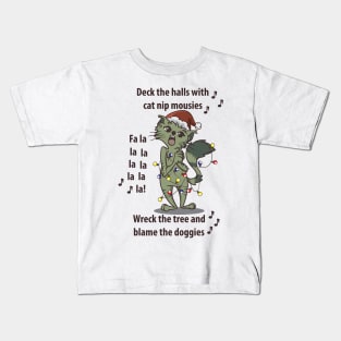 Christmas Carol Singer Cats Caroler for Cat Lovers Kids T-Shirt